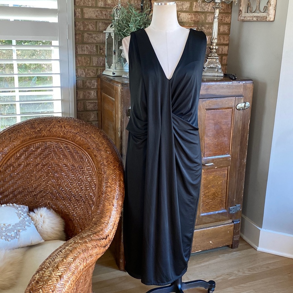 JASON WU X ELOQUII DRAPE FRONT TOTALLY BLACK DRESS 14 NEW